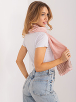 Hurt Jasnoróżowa długa chusta damska z aplikacją