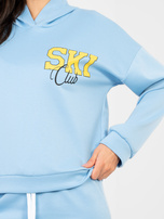 Pastelowy niebieski komplet ze spodniami typu jogger RUE PARIS  