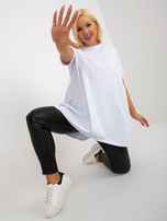 Hurt Biała długa bluzka plus size basic z bawełny