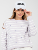 Jasnofioletowy sweter sweter oversize w paski