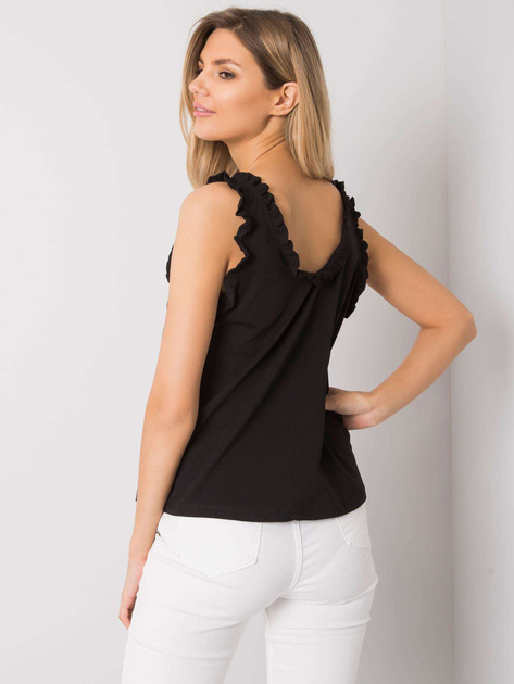 Czarny top z falbankami Sarai RUE PARIS