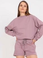 Brudnoróżowe dresowe szorty basic z kieszeniami 
