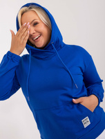 Hurt Kobaltová bavlněná mikina plus size s kapucí.
