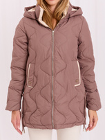 Hurt Brązowa pikowana kurtka przejściowa z kapturem
