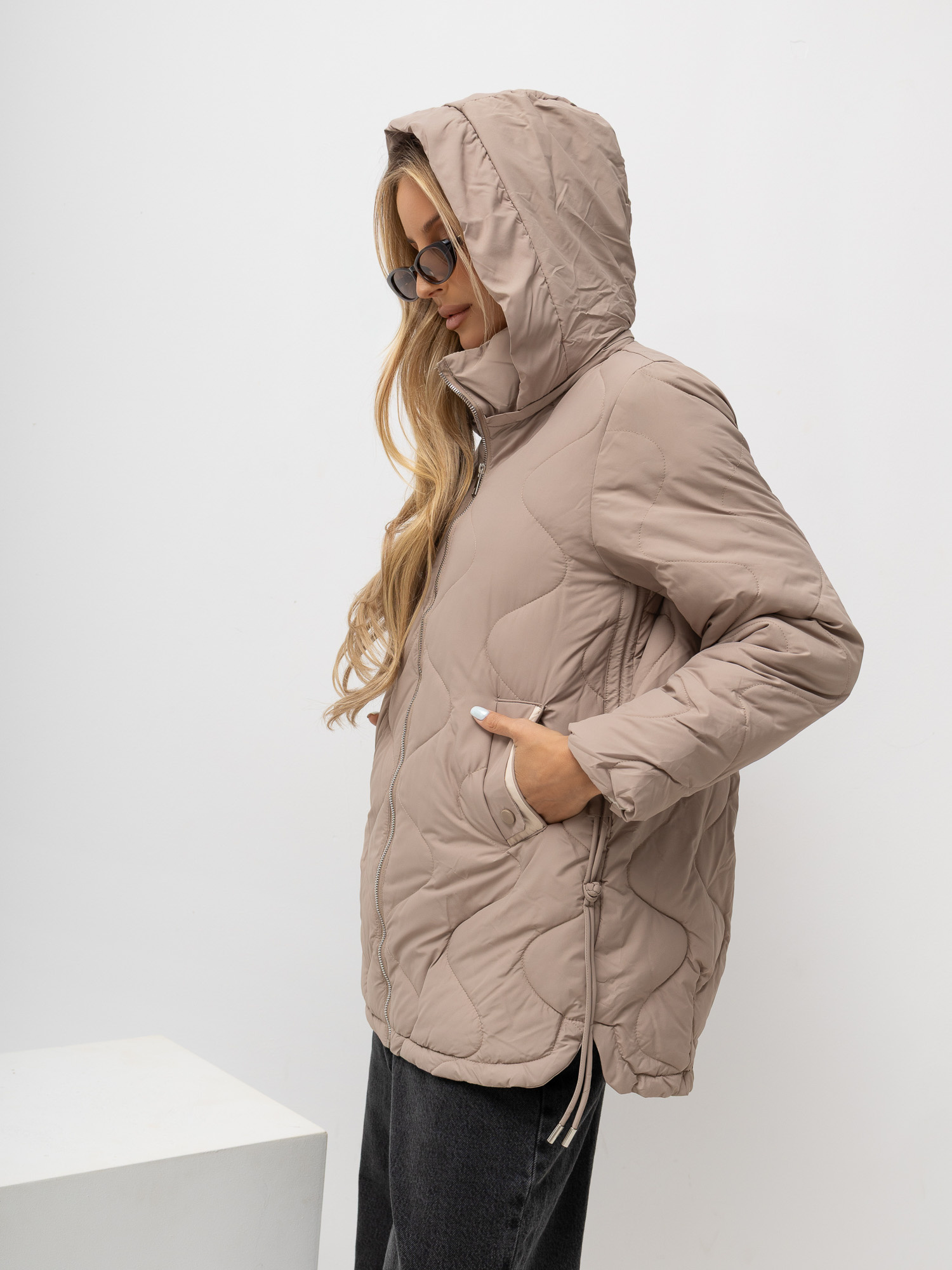 "Hurt Beige Übergangsjacke mit Taschen"