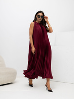 Bordowa sukienka z wiązaniem na ramieniu RUE PARIS 