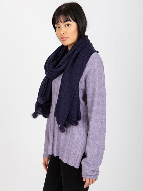 Hurtownia online Granatowy damski szal w ażurowy wzór