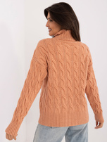 Hurt Pomarańczowy damski sweter golf w warkocze