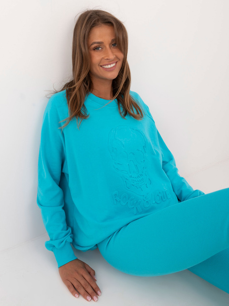 Hurtownia Turkusowy komplet dresowy z bluzą oversize