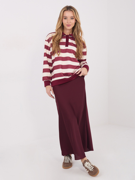 Bordowa damska bluza z guzikami przy dekolcie