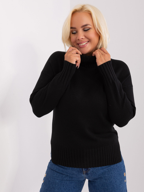 Hurtownia Czarny damski sweter plus size z wiskozą