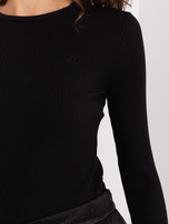 Hurtownia Czarna bluzka basic longsleeve w prążki