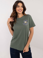 Hurt Khaki t-shirt z nadrukiem na plecach SUBLEVEL