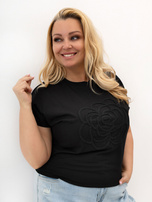 Czarny damski t-shirt plus size z okrągłym dekoltem