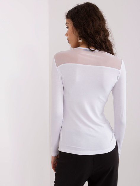 Hurt Biała bluzka longsleeve z wiskozy BASIC FEEL GOOD