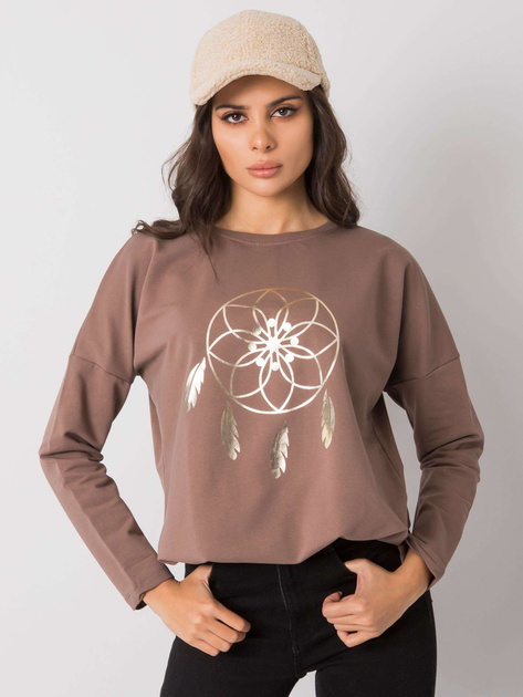 Brązowa bluzka z nadrukiem Jackson RUE PARIS