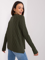 Hurtownia Khaki damski sweter klasyczny we wzory 
