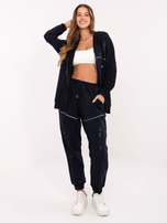 Granatowy damski komplet z rozpinaną bluzą