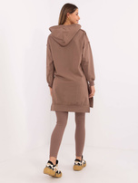 Hurt Brązowy damski komplet basic z długą bluzą