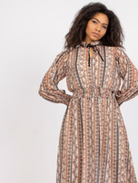 Beżowa sukienka we wzory Ava