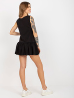 Hurt Czarna mini rozkloszowana sukienka basic z falbaną
