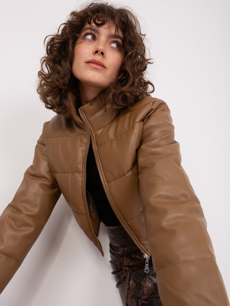 Hurt Camelowa krótka kurtka zimowa z ekoskóry