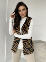 Beżowa futrzana kamizelka we wzory Raegen