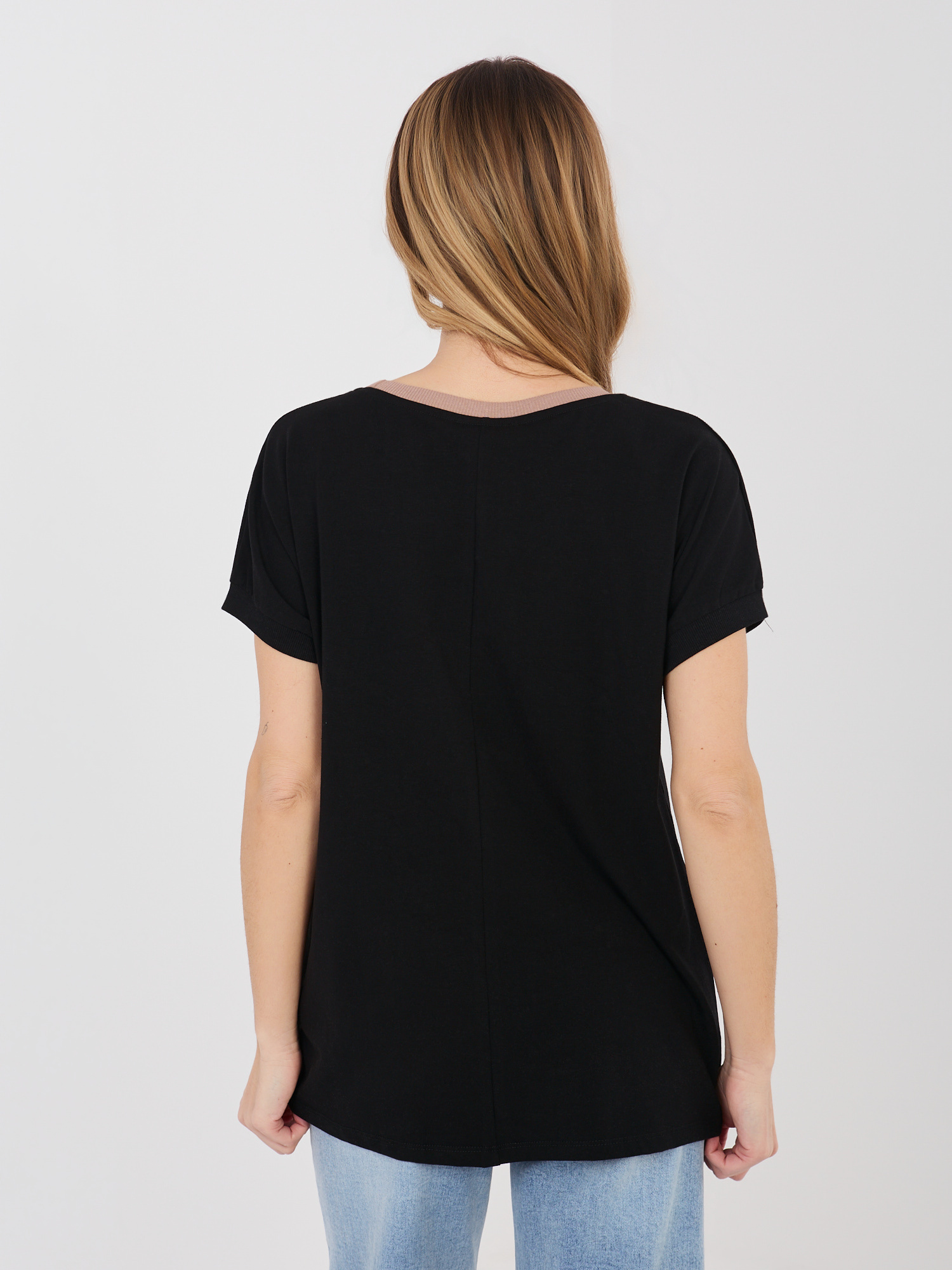 Czarna casualowa bluzka z cekinami