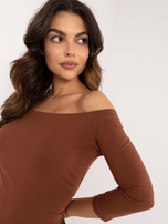 Hurt Brązowa dopasowana bluzka hiszpanka Blink BASIC FEEL GOOD