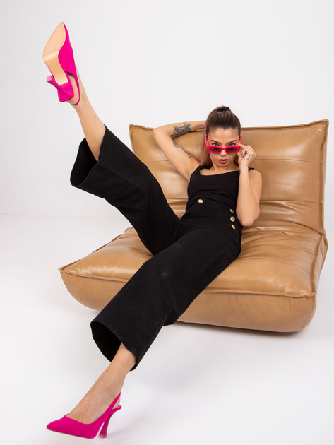 Czarne spodnie jeansowe z ozdobnymi guzikami Marianne RUE PARIS