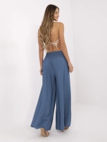 Brudnoniebieskie spodnie z elastycznym marszczeniem