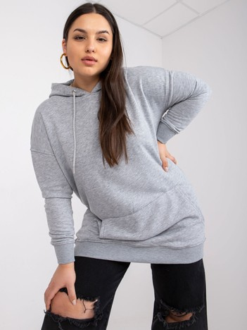 Šedá melírovaná mikina plus size s kapucňou Luna.