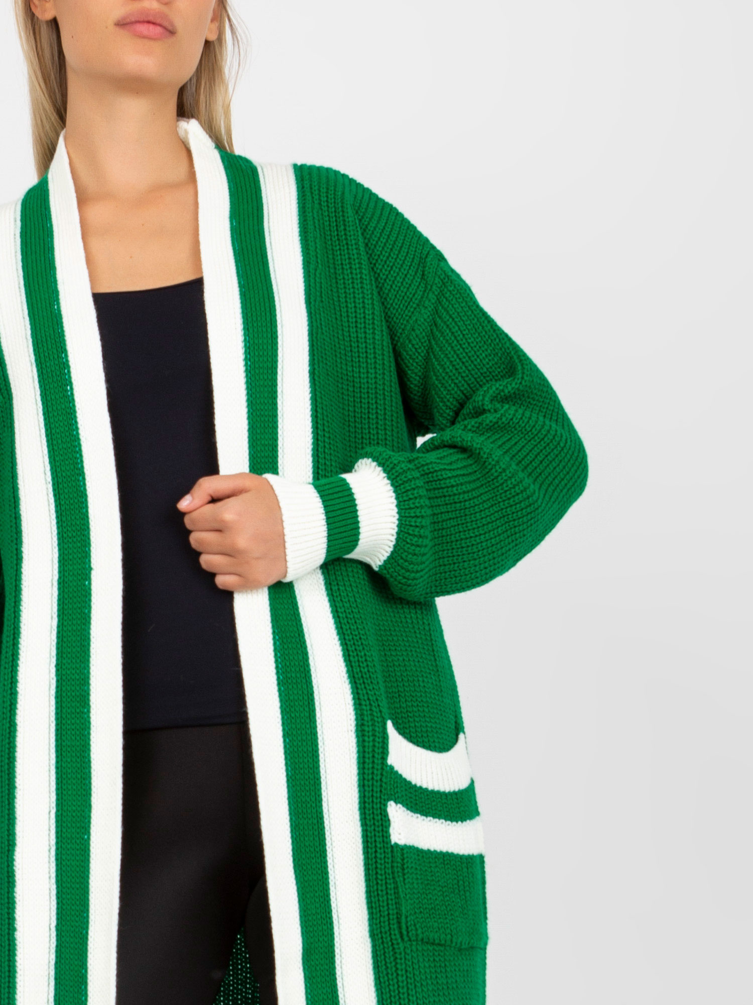 Zielony długi kardigan oversize RUE PARIS