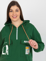 Hurt Ciemnozielona dłuższa bluza plus size z kieszeniami