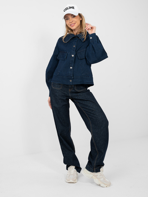 Granatowa jeansowa kurtka z kieszeniami RUE PARIS