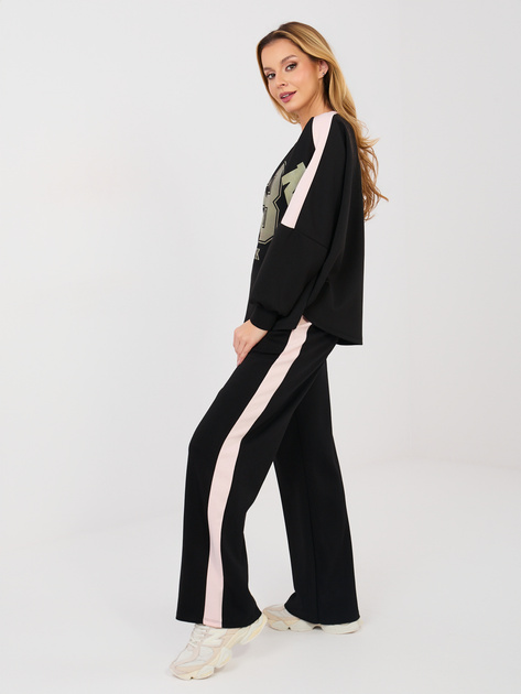 Czarny dwuczęściowy komplet z lampasami RUE PARIS