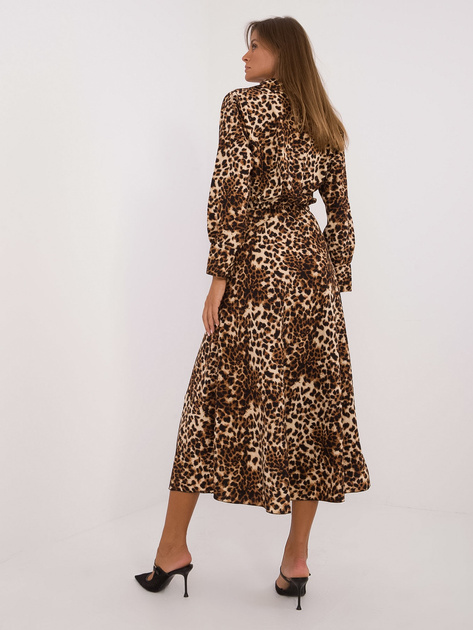 Hurt Beżowo-czarny komplet ze spódnicą w zwierzęce wzory