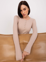 Hurt Beige blouse with a round neckline BASIC FEEL GOOD
