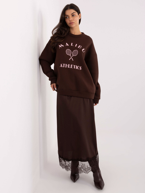 Ciemnobrązowa damska bluza z okrągłym dekoltem