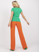 Zielony t-shirt basic z kopertowym dekoltem Messy RUE PARIS