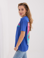 Ciemnoniebieski t-shirt z napisami SUBLEVEL