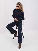 Granatowy damski sweter basic z golfem