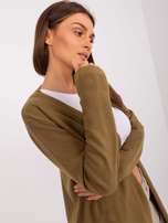 Hurt Oliwkowy damski kardigan z długim rękawem