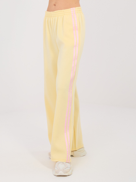 Jasnożółte szerokie spodnie z lampasami RUE PARIS
