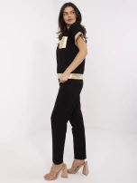 Hurtownia Czarny damski komplet z krótkim rękawem