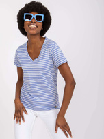 Jasnoniebieski bawełniany t-shirt damski STITCH & SOUL 