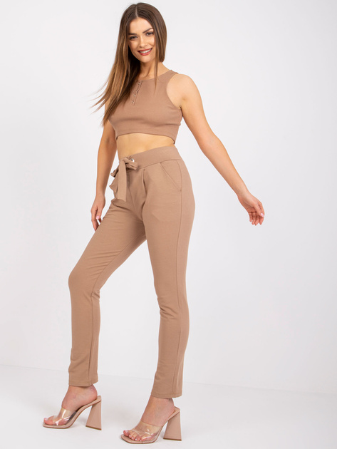 Jasnocamelowe spodnie dresowe z bawełny Santos RUE PARIS