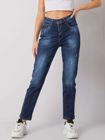 Ciemnoniebieskie proste jeansy damskie Suffolk