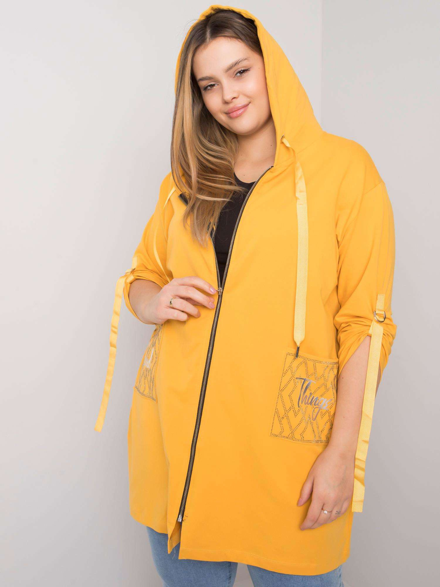 Gelbe Plus-Size-Jacke mit Reißverschluss Zürich.