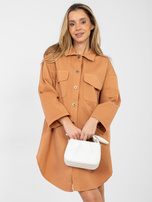 Ceglasta rozpinana sukienka szmizjerka RUE PARIS 